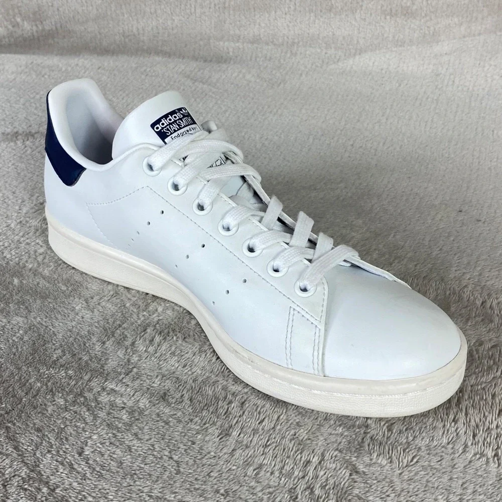 Adidas Stan Smith Mens Shoes Size 11.5 White Blue Leather Tennis Pickleball NEW